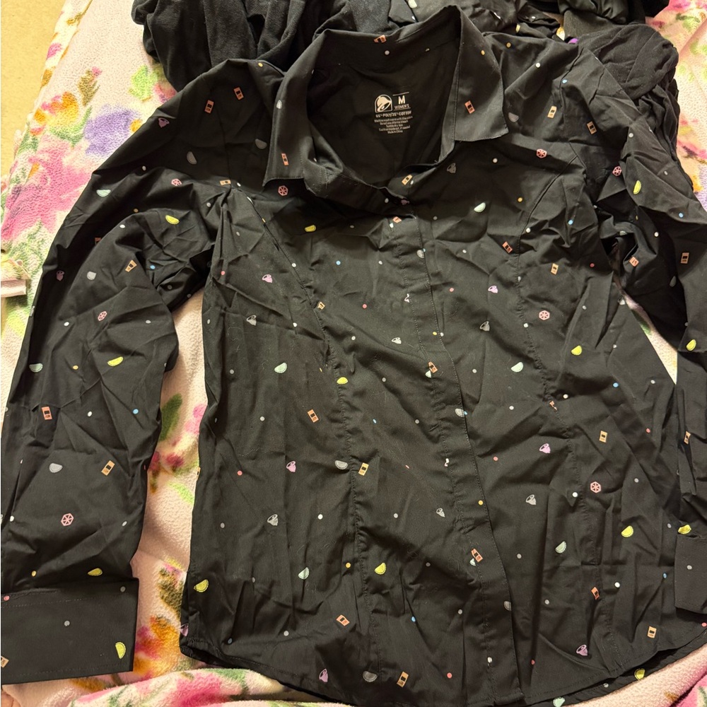 TACO BELL- Women’s Medium black long sleeve button down.